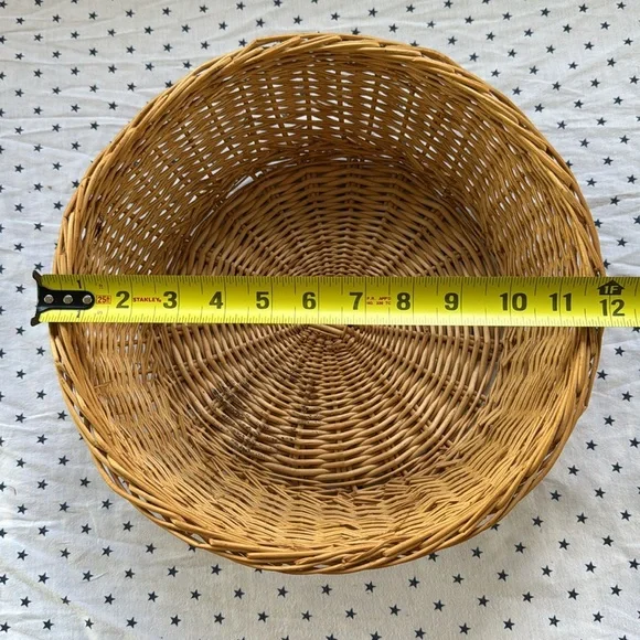 Vintage Round Wicker Fruit / Storage Woven Basket 11.5” Good Used Condition - Picture 3 of 17